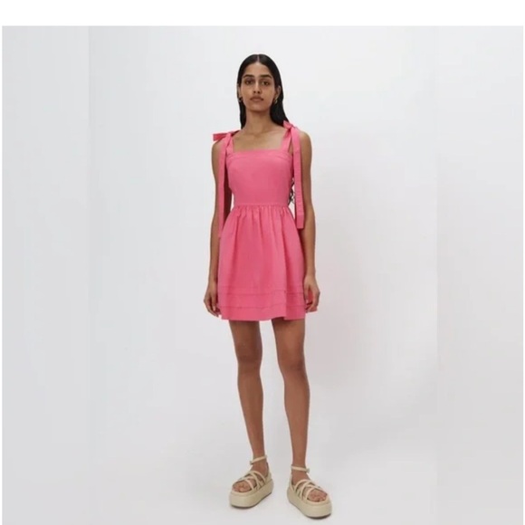 Jonathan Simkhai Kammy Tie-Strap Mini Fit-and-Flare Silhouette Dress NWT Size 0 - Picture 2 of 13